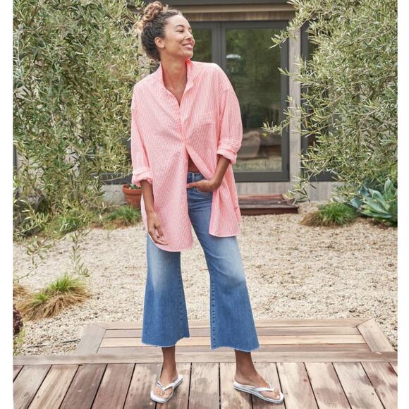 Frank & Eileen Mackenzie Button-Up Italian Oxford Neon Stripe Shirt One Size OS - Picture 5 of 15